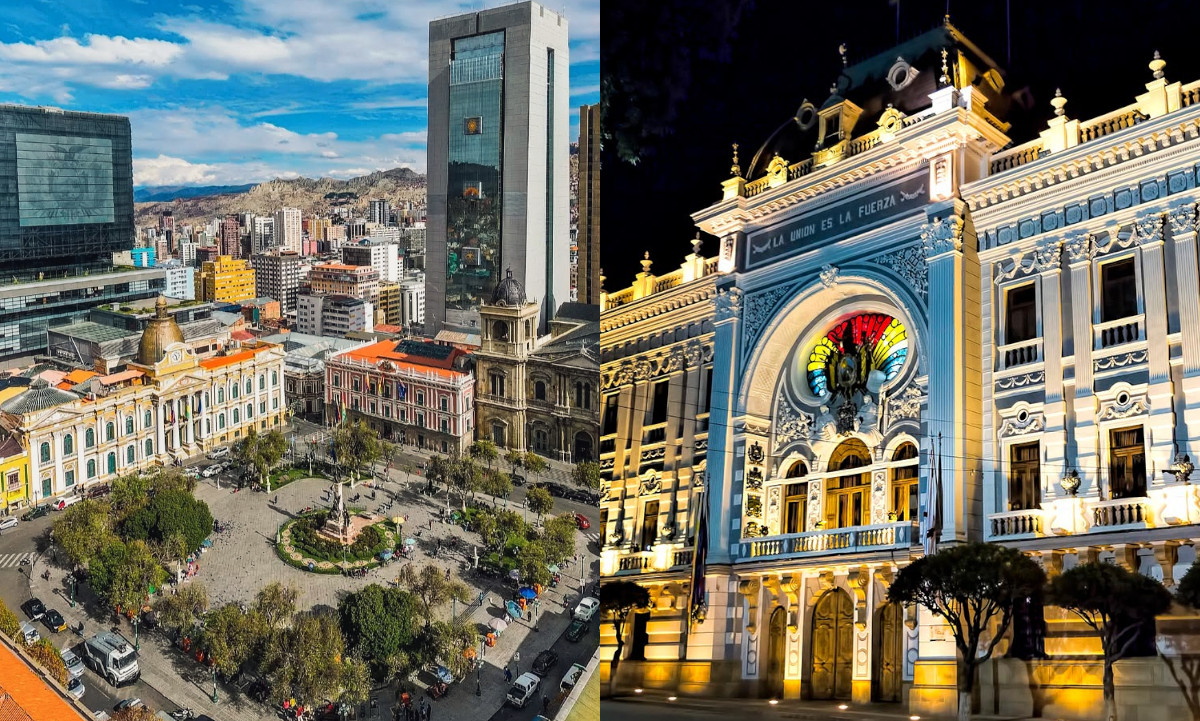 Composicion: La Paz, Plaza Murillo - Sucre, Plaza principal